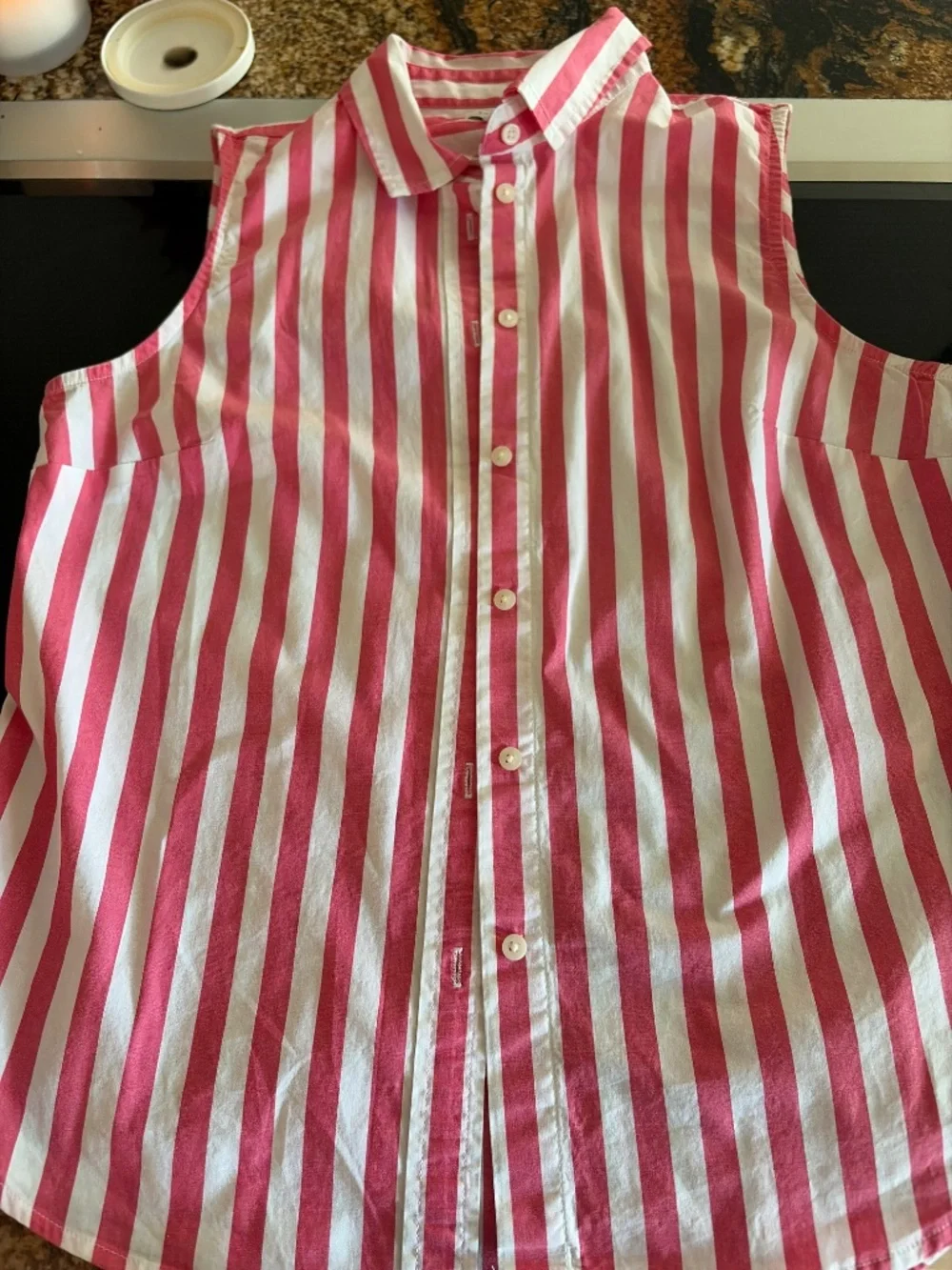 J Crew Pink Striped Sleveless Blouse